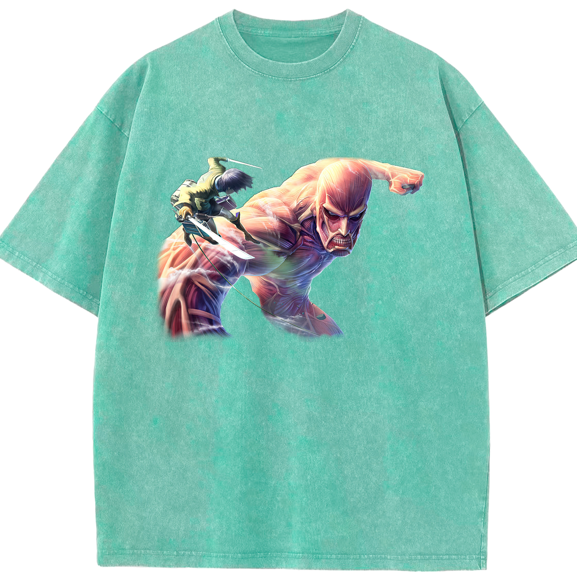 （画像用） 進撃の巨人 Attack on Titan 綿100% ヴィンテージ風 半袖Tシャツ（フロントプリント）